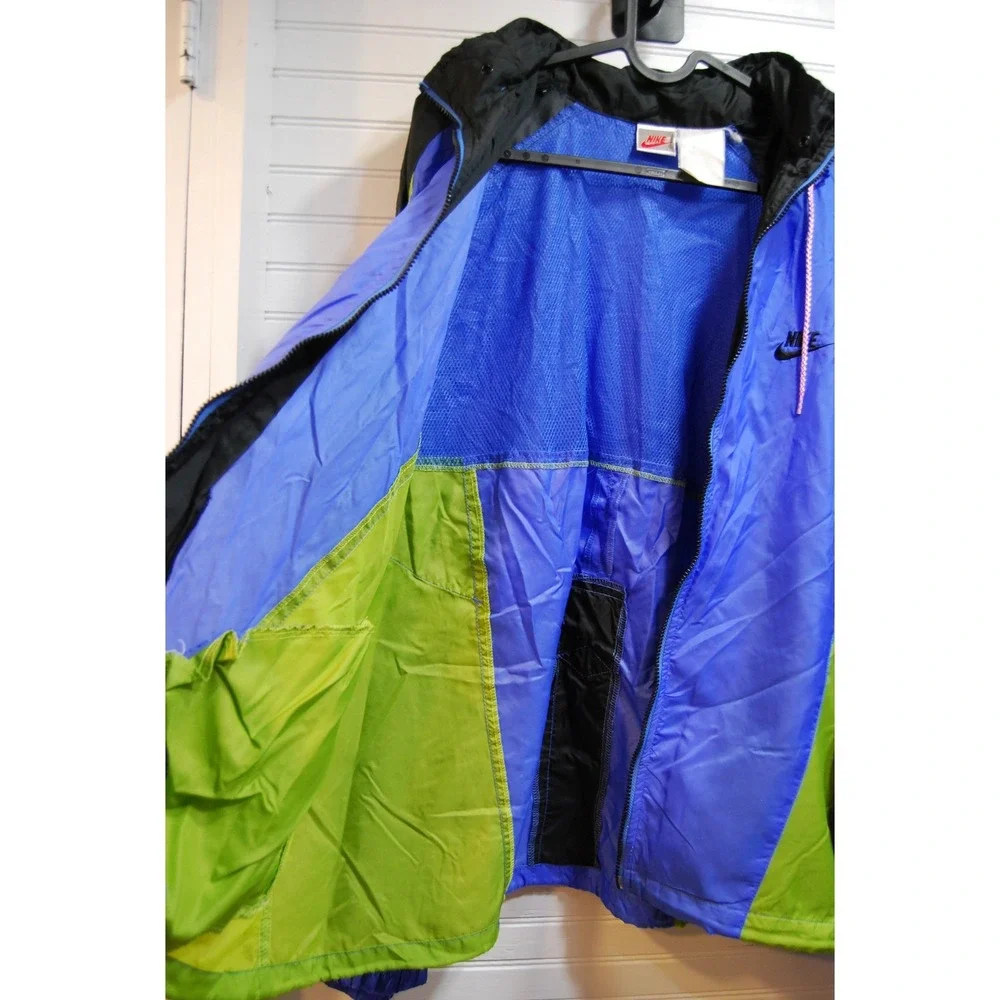 Vintage Nike Windbreaker jacket Large Full-zip Hooded Color-block Track‎ Unisex